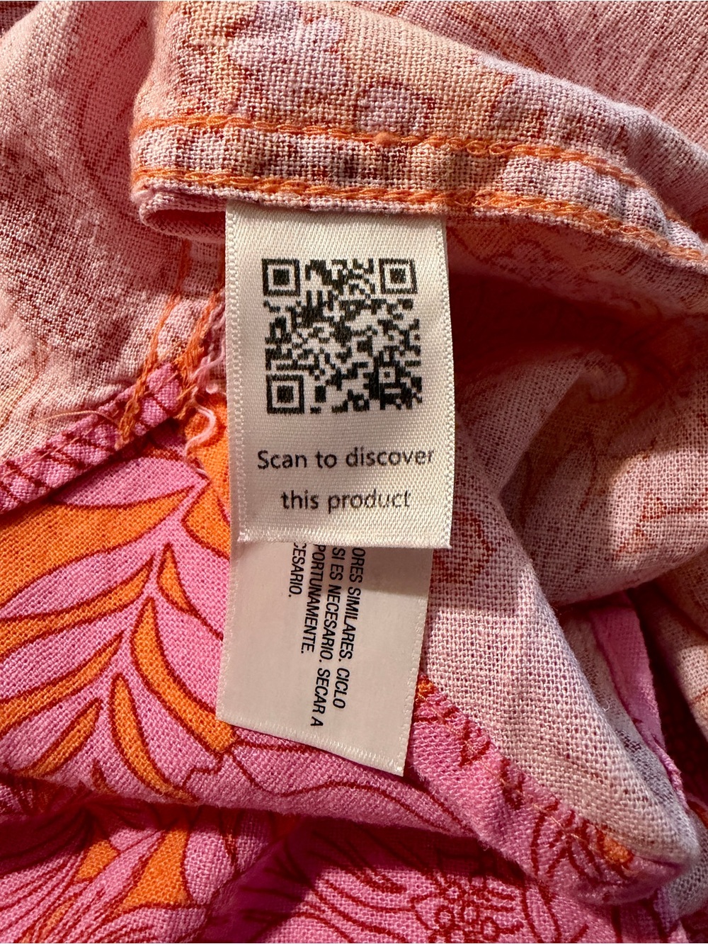 Universal Thread Pink & Orange Floral Button Down Linen Shirt - Picture 5 of 5